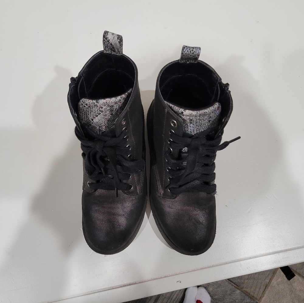 Little girl black combat boots